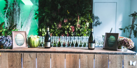 Rustic Wooden Bar; secret garden party bar
