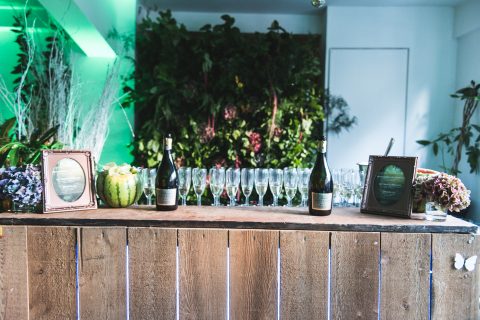Rustic Wooden Bar; secret garden party bar