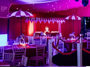 Red & White Umbrella Centrepiece Hire
