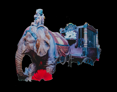 Large Elephant Circus Cart Centerpiece Hire
